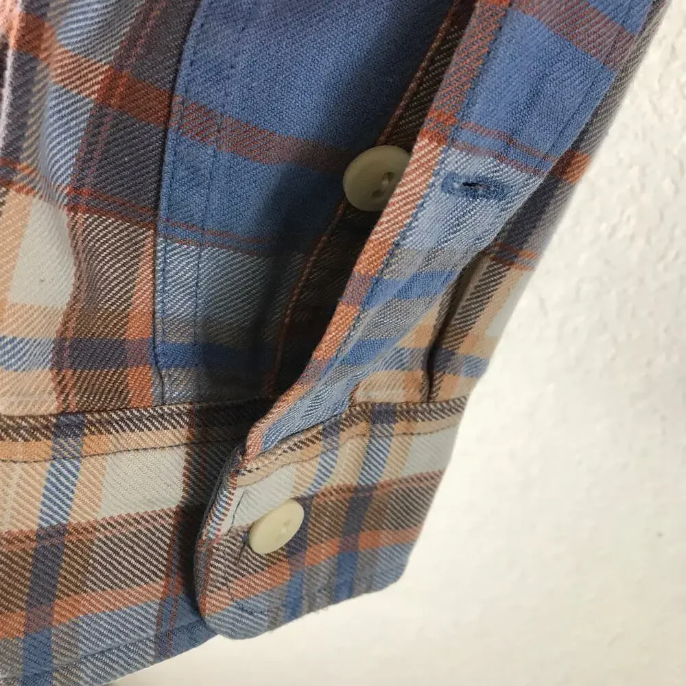 J. Crew Men's 100% Cotton Plaid Flannel Button Front Long Sleeve Size XL Tall